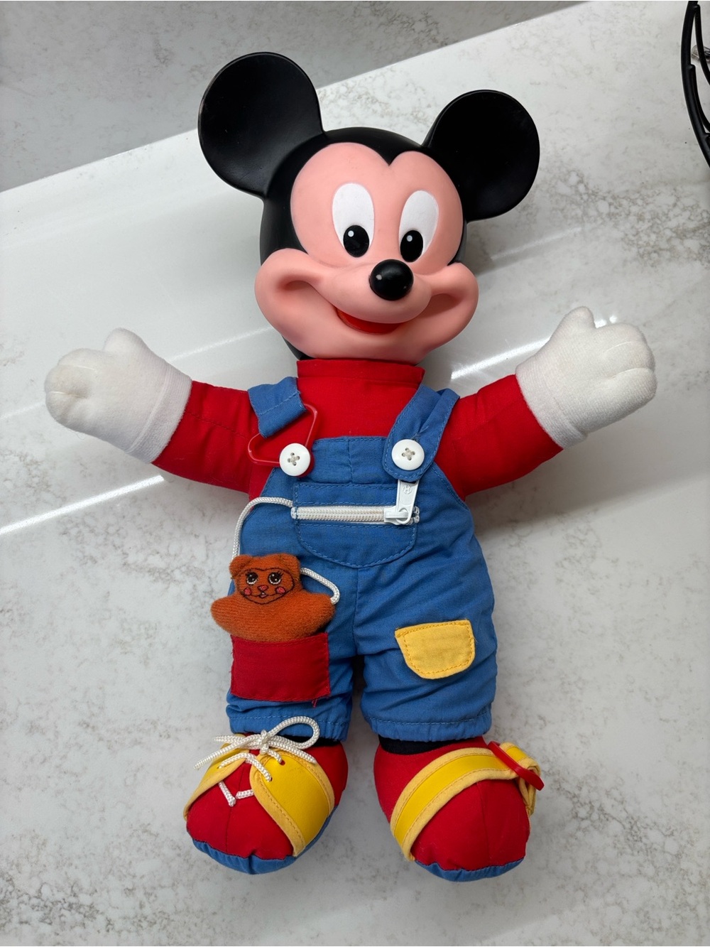Vintage 1989 Disney Mickey Mouse “Learn to Dress” plush with vinyl head